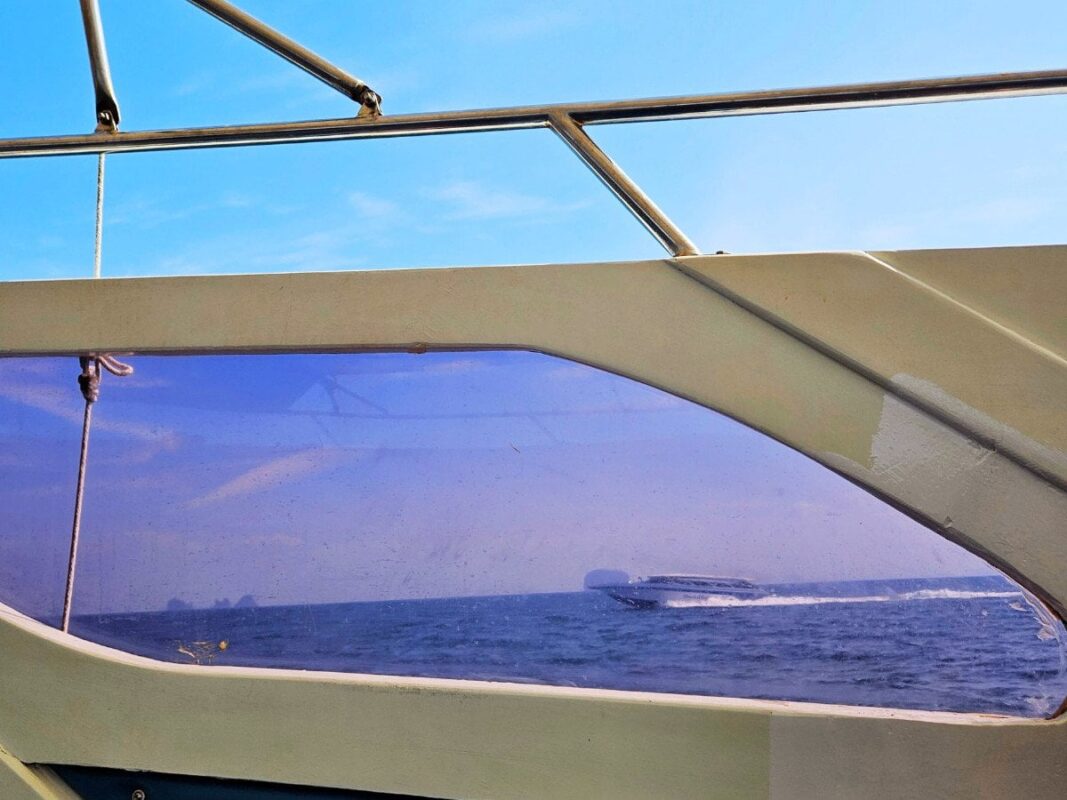 View from the speedboat from Koh Lipe to Koh Mook, islands and other boats in the distance