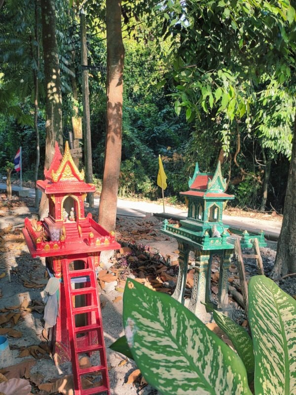 Two small shrines at the Buddhist temple on Koh Lipe