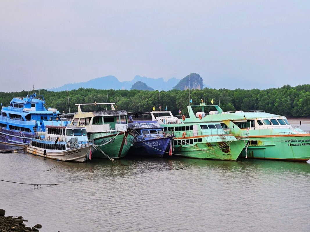 Colorful boats by Krabi river