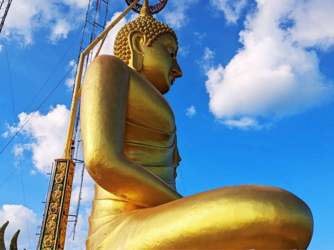 Golden Buddha at the top the Tiger Cave temple near Krabi town
