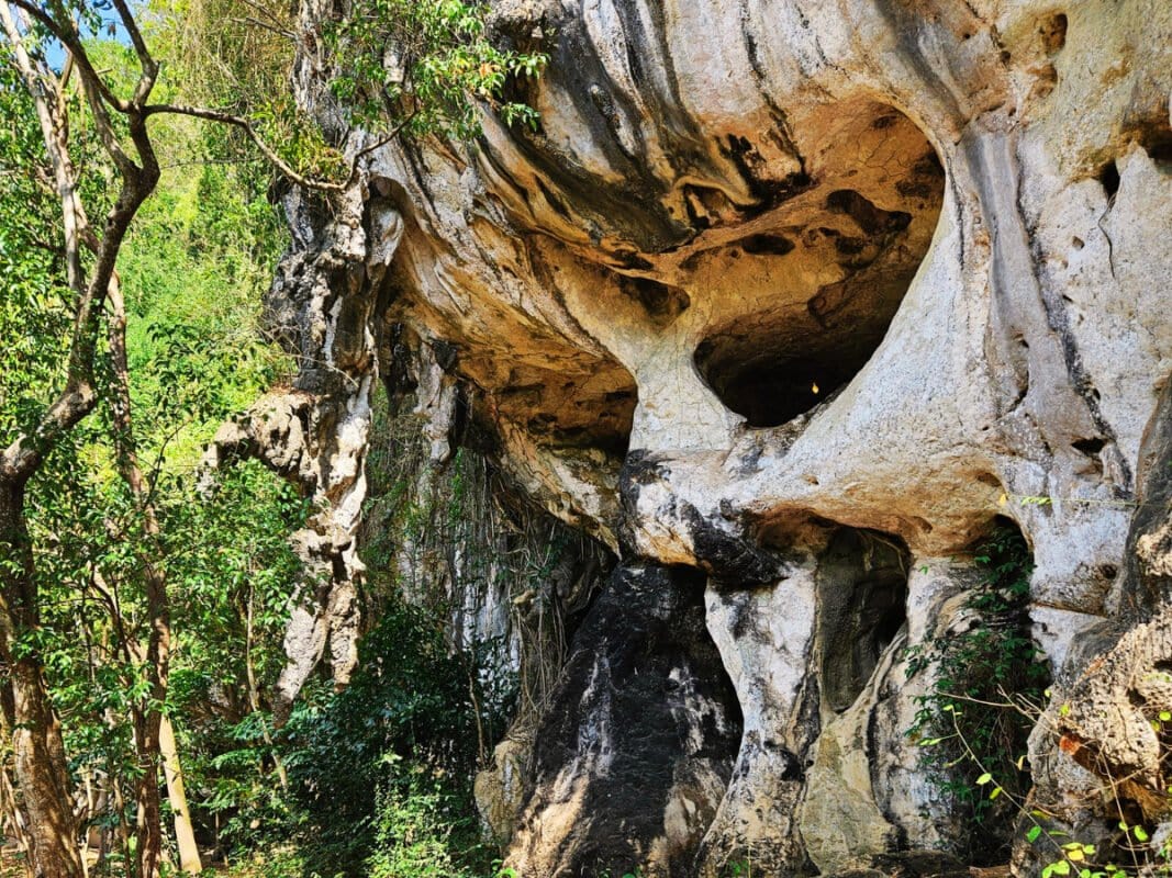 Outside wall of Khao Khanab Nam Cave