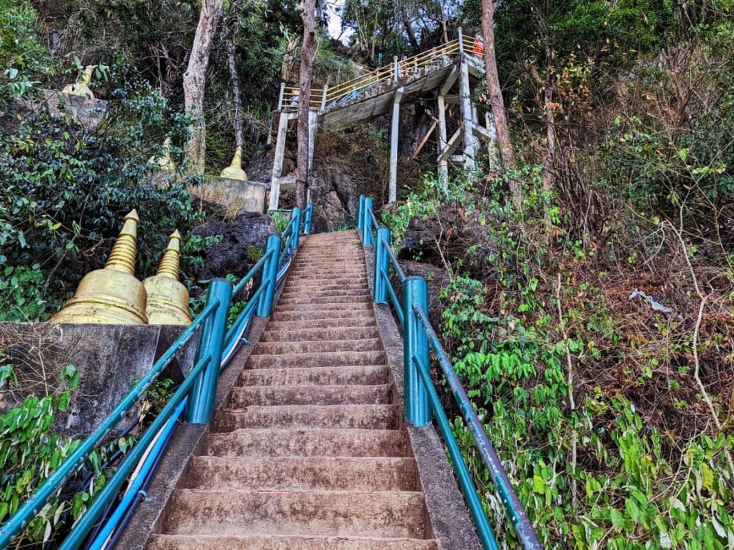 Stairs leading up to the Tiger Cave temple near Krabi town