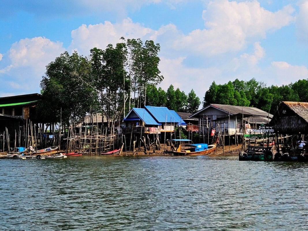 Wooden houses in Pak Nam fisherman village in Krabi Town