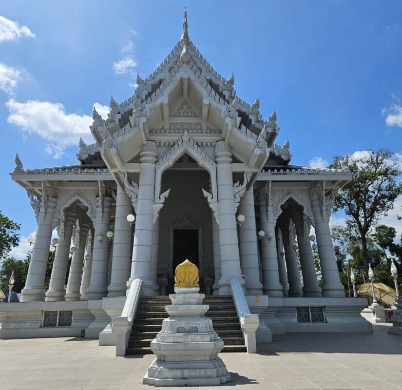 Front of The White Temple, Wat Kaew in Krabi Town, Thailand