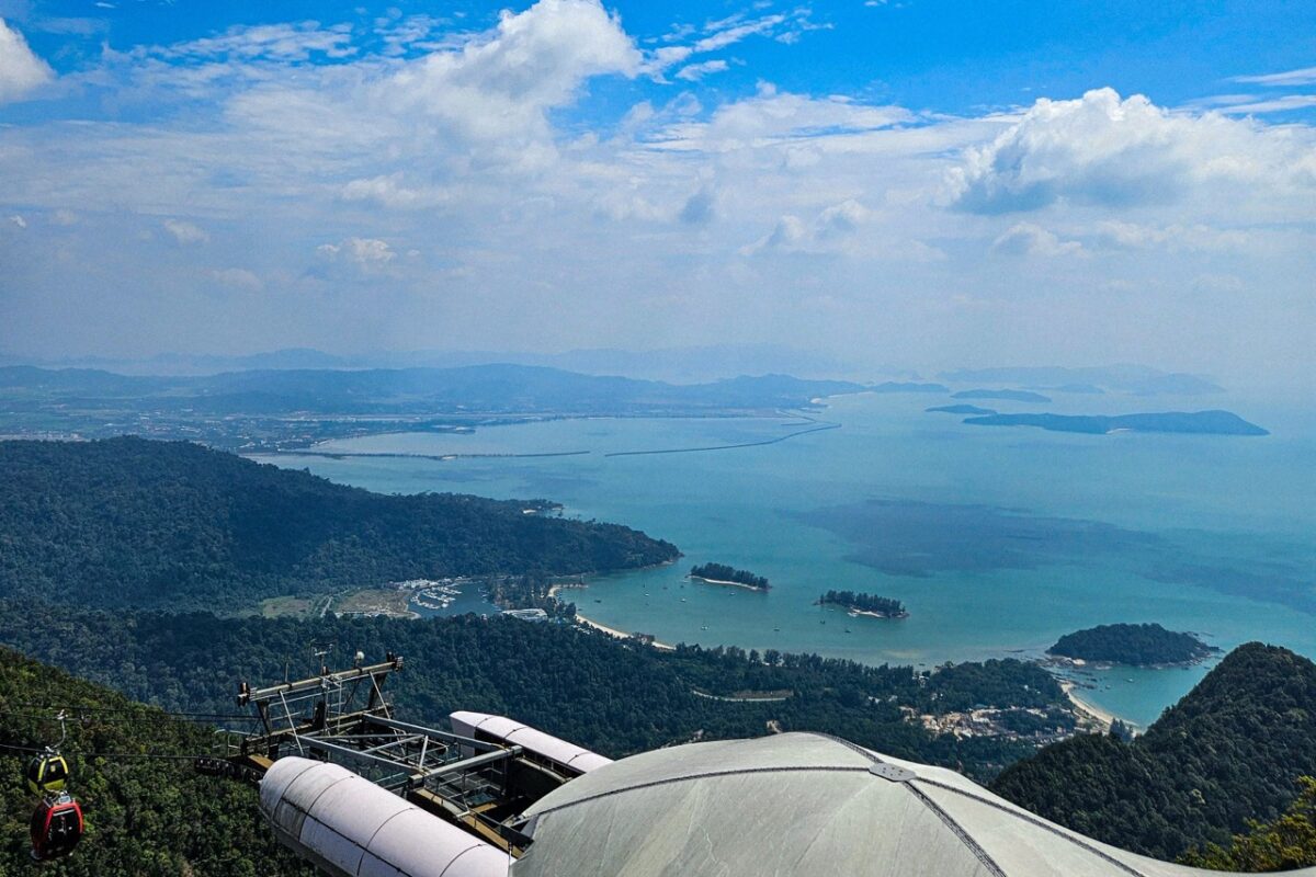View of the island, mountains and bay from the Skybridge, Langkawi