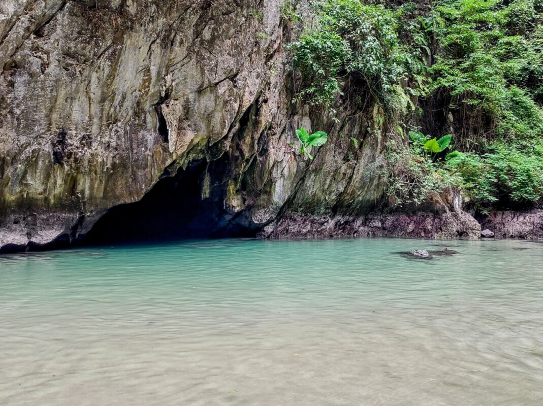 emerald lagoon water inside morakot cave koh mook thailand