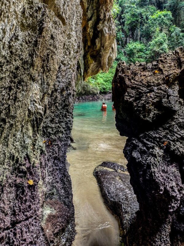 emerald lagoon inside morakot cave koh mook framed by limestone rocks