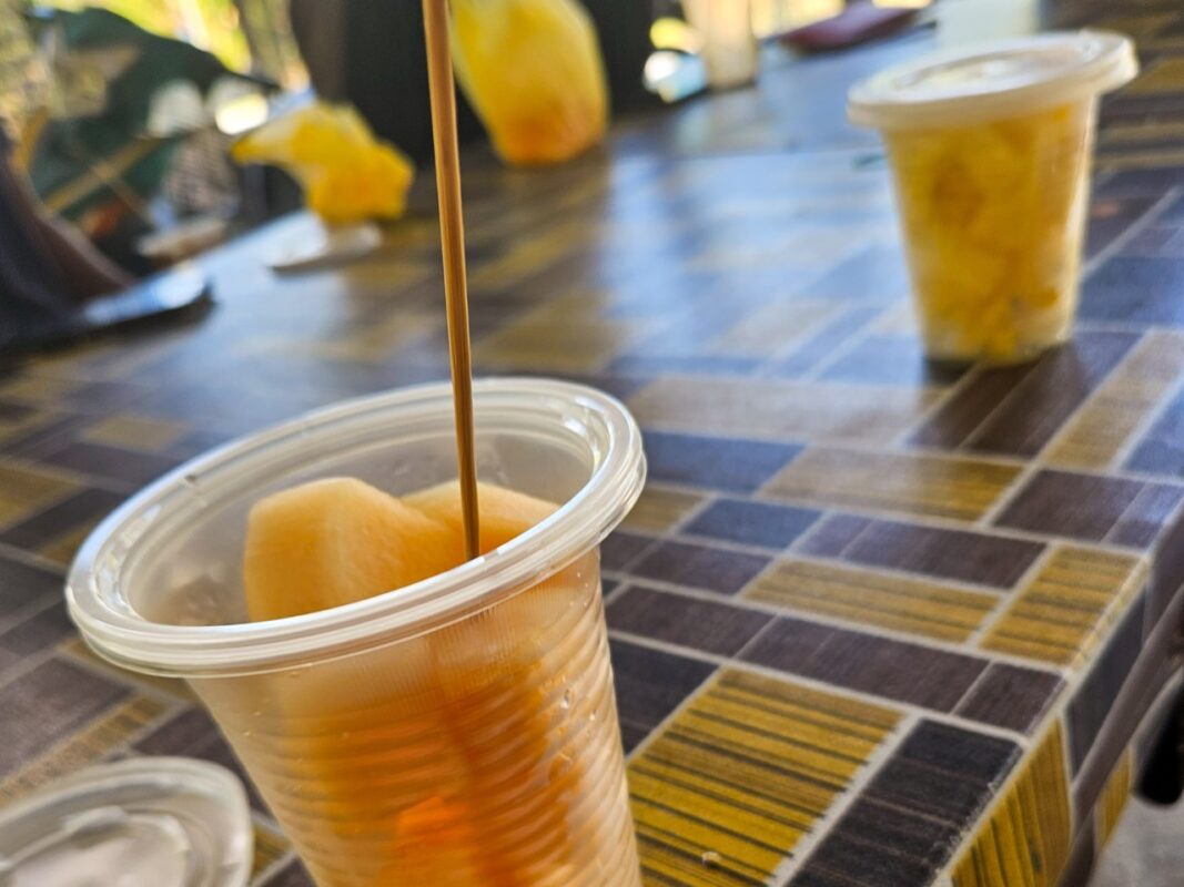 Local fruit tea drink served at a small restaurant on Pulau Tuba