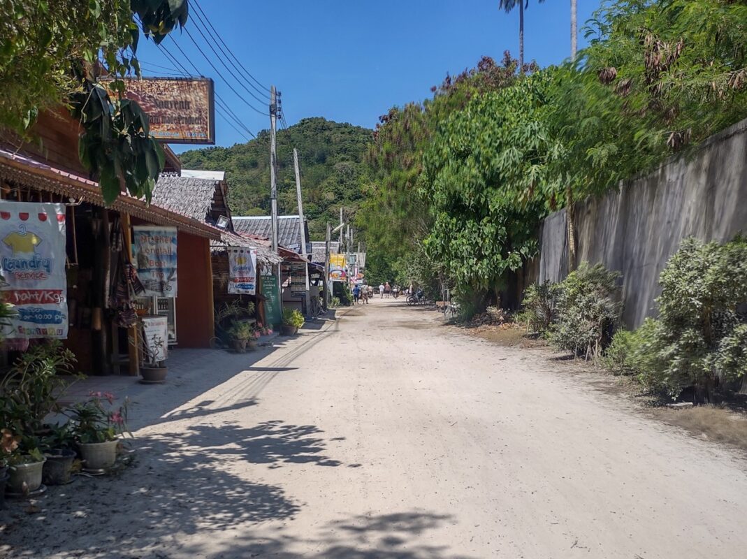 Village road near Loh Ba Kao Bay on Koh Phi Phi Don in Thailand