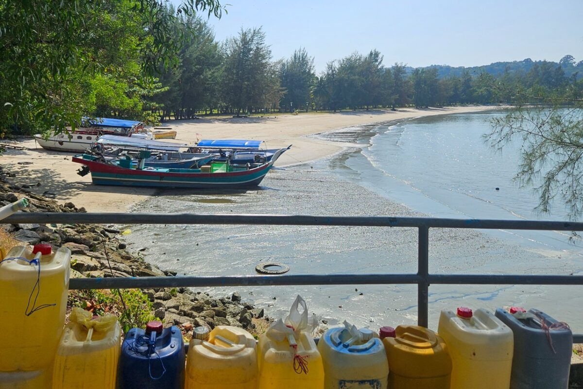 Boats and yachts anchored near Kuah Langkawi marina