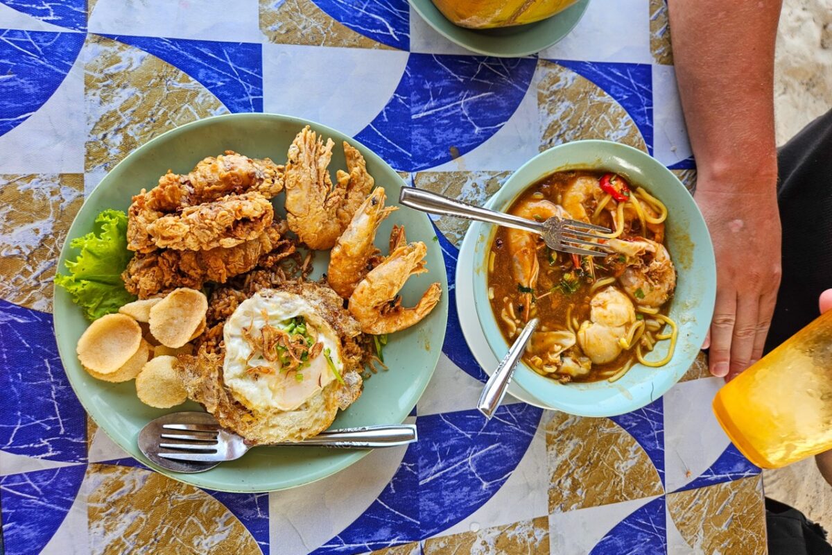Mee udang shrimp noodle dish served on Pulau Tuba island