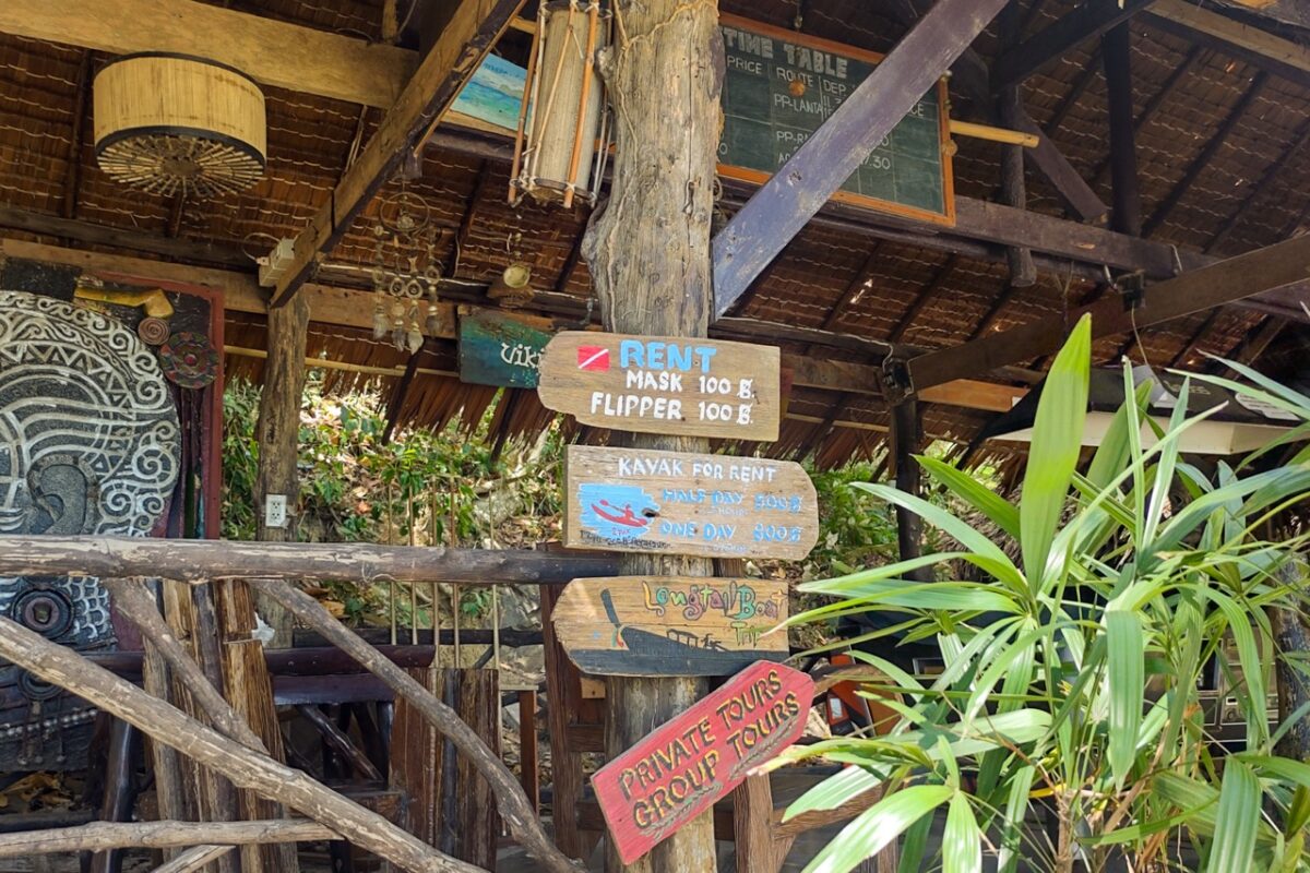 Snorkel and kayak rental prices at Viking Beach Koh Phi Phi