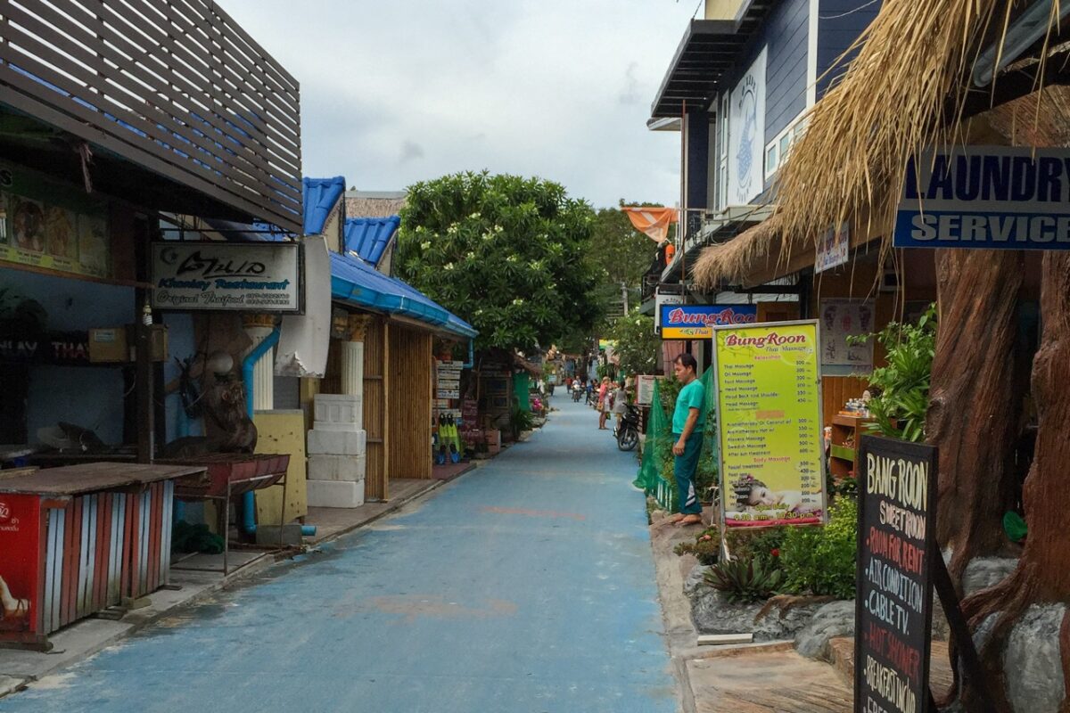 Walking Street Koh Lipe Thailand with shops and restaurants