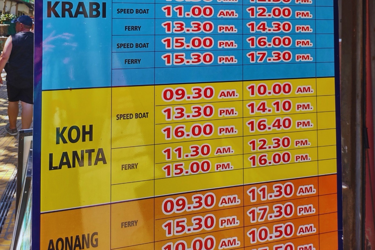 Koh phi phi to Koh Lanta speedboats and ferries schedule