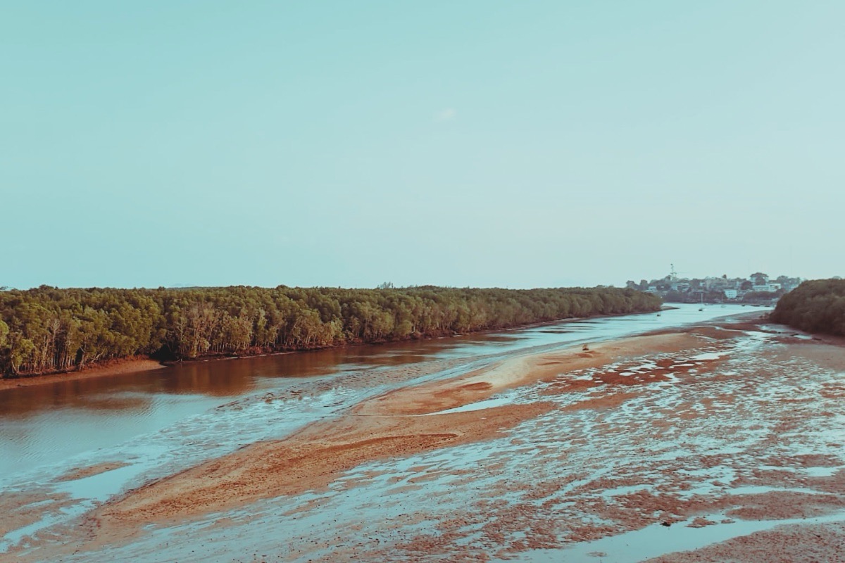 Krabi river panoramic view, town in the distance